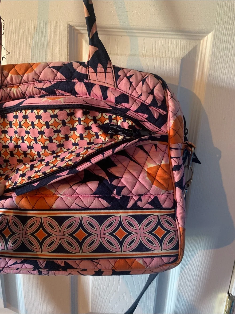 Vera Bradley Quilted Pink & Orange Patterned Women’s Laptop Travel Bag